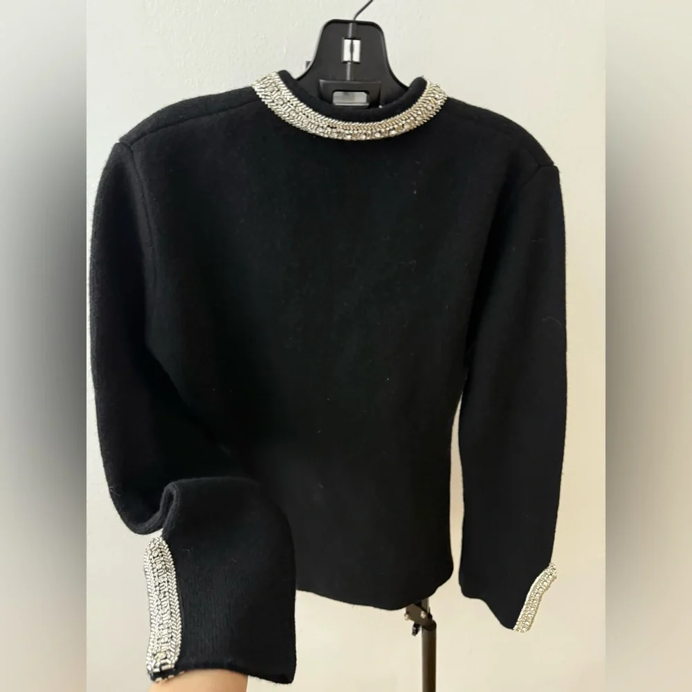NWT Zara Jacket | ZARA 100% WOOL BEADED CARDIGAN/ JACKET (Size: M) - Picture 11 of 16